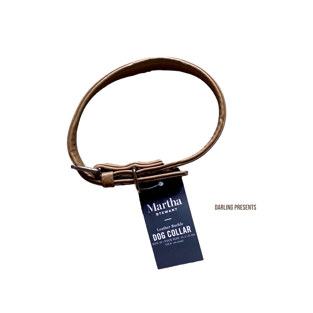 Martha Stewart Vegan Leather Dog Collar Color Beige Size 16/M